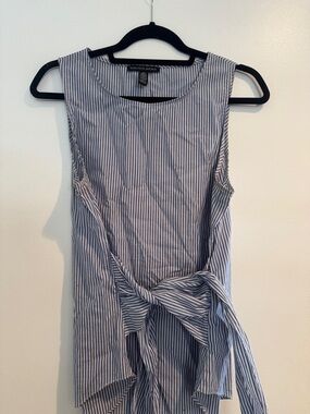 Saks Fifth Avenue Navy & White Striped Sleeveless Top with Side Tie